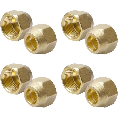 Écrou Évasé Laiton - Lot de 8 - Cuivre Forgé - Raccord Flare 1/2" - Climatisation Split HVAC - Diamètre 12,7mm (1/5)