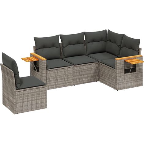Maison Exclusive - 5-tlg. Garten-Sofagarnitur mit Kissen Grau Pol