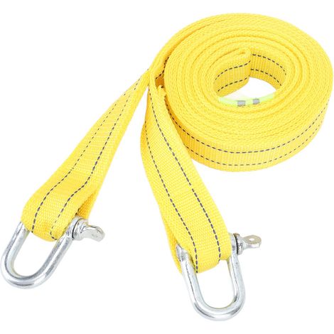 Sangle de remorquage multifonctionnelle en nylon double couche épais de 5 m avec crochet pour le remorquage et le dépannage de véhicules. (1/5)