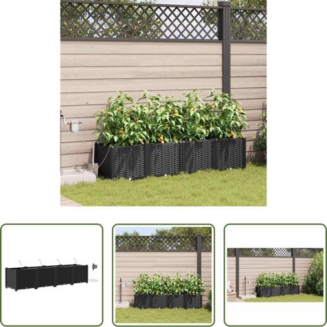 Bewässerung - Garten-Pflanzgefäß 4 pcs Schwarz Stahl (1/5)