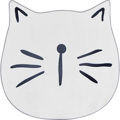 Alfombra infantil diseño gato ⌀ 100 cm en blanco Kitty