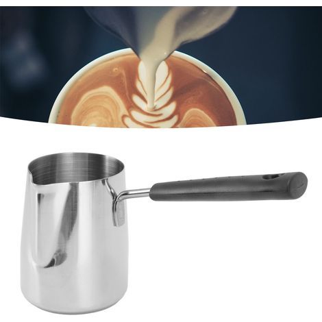Jug Lait Mousseur 350ml Inox 304 Résistant Chaleur Long Manche Design Échelle Maison (1/5)