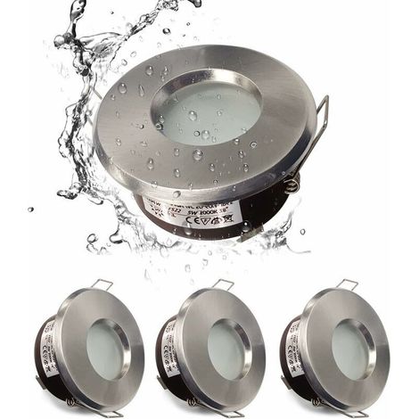 IP65 spot LED encastrable étanche, configuration de douille GU10, adapté aux spots de salle de bain et de cuisine (ampoule non incluse) Satin Nickel Downlight découpe 75mm (1/5)