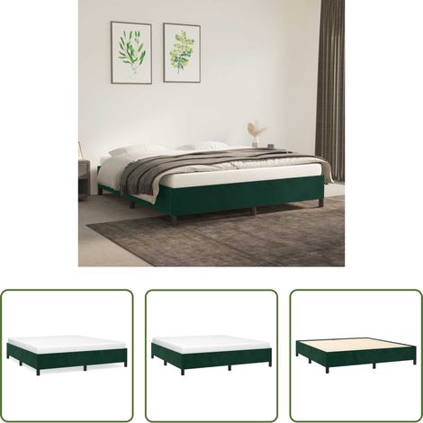 Sommeil - Cadre de lit sans matelas vert foncé 180x200 cm velours (1/5)