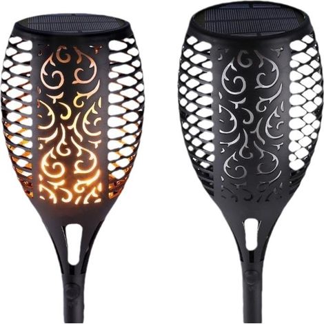 12 LED-Solarleuchten, 54 cm, Gartendekoration mit Flackerlicht – 4er-Pack (1/4)