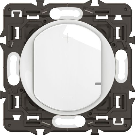 LEGRAND - Variateur 2 fils sans Neutre Céliane toutes lampes dimmables - Blanc avec support, à équiper d'une plaque (1/2)