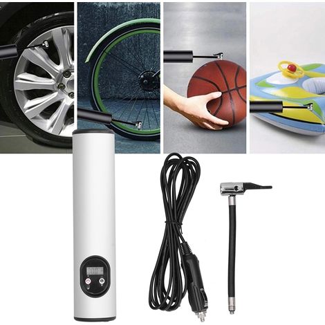 Pompe à air universelle sans fil pour voiture avec lumière LED, argentée (livrée avec batterie intégrée) (1/5)