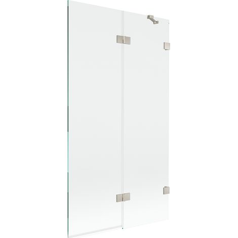 Mexen Lunar paratia per vasca da bagno a 2 ante destra 100 x 150 cm, trasparente, nichel spazzolato - 897-100-100-97-00-P (1/5)