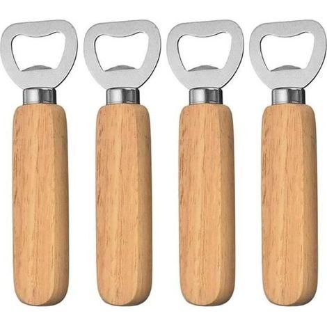 Bottle - Customized - 4 Of - stainless steel - Wood Solid - 14x4x1,8 cm (1/3)