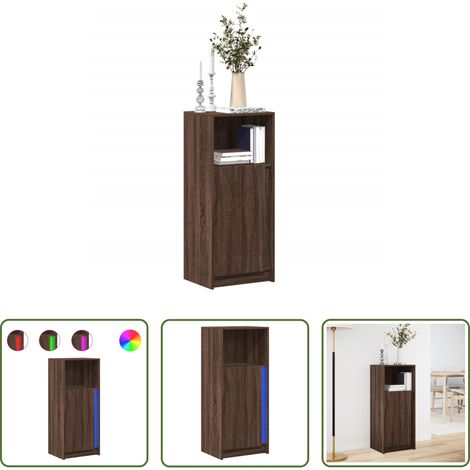 vidaXL Holzwerkstoff - LED-Sideboard Braun Eichen-Optik 42,5x34x100 cm Holzwerkstoff (1/5)
