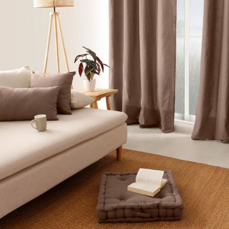 Coussin de sol uni 50 x 50 cm Panama taupe (1/4)