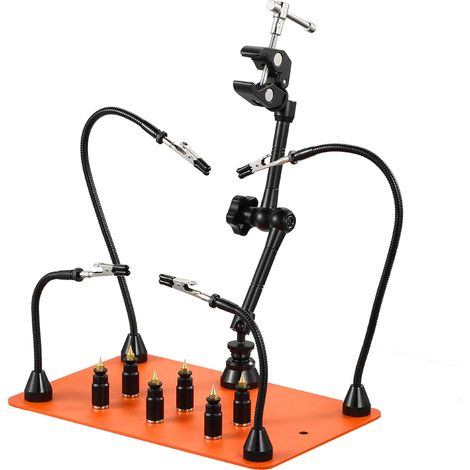 Mophorn Löthilfe dritte Hand mit Magnetbasis, Lötstation mit 4 flexiblen Armen, 6 PCB-Halterungen und 360-Grad-Halter für Heißluftpistolen, ideal für elektronische Reparaturen, 279x178x3 mm