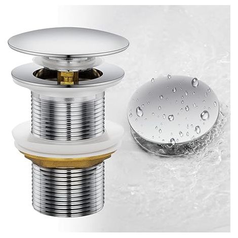 QAZQA Bonde de Lavabo, Pop Up Bonde Lavabo Universel, Bonde de Lavabo Sans Trop Plein pour Lavabo en Cuivre (1/5)