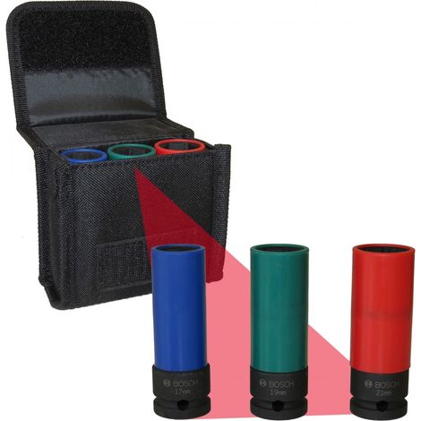 Bosch PRO 3 Piece 1/2 Drive PVC Sleeved Hexagon Impact Socket Set + Case (1/4)