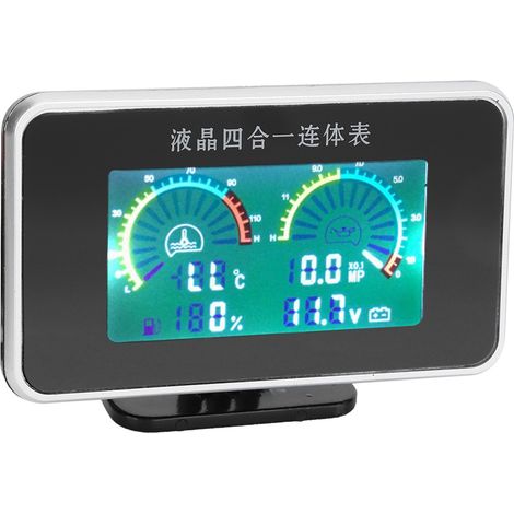 Voltmètre automobile 4 en 1 9V-36V CC avec affichage numérique LCD, jauge à carburant, indicateur de température d'eau et manomètre d'huile (1/5)