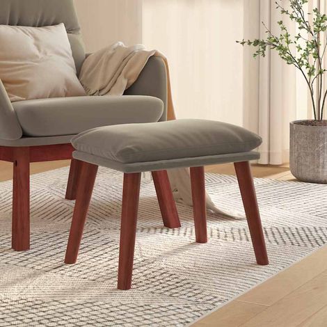 Repose-Pieds pour Salon ou Chambre - Tabouret Pouf Gris clair 45x29,5x39 cm Velours BV744786 - BonneVie (1/5)