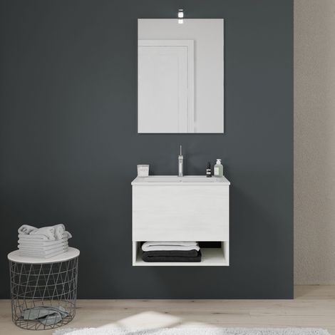 Mueble De Baño Suspendido De 60Cm, Cajón, Espacio Abierto Blanco  Venezia (1/5)