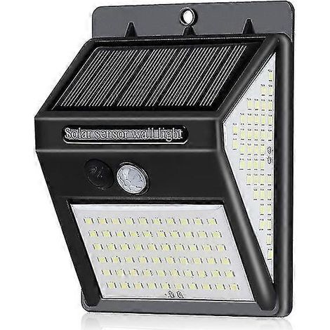 Lampe solaire murale extérieure étanche à 144 LED avec détecteur de mouvement, sans fil, pour un éclairage de sécurité optimal. (1/2)