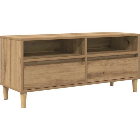 Mueble TV rectangular con cajón práctico 100 x 34,5 x 44,5 cm madera contrachapada roble artesanal 020052737 (1/5)