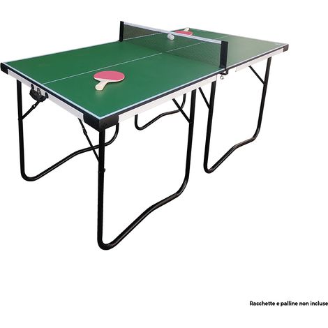 Tavolo da Ping Pong Pieghevole con Tendirete Salvaspazio con Maniglie di Trasporto Verde