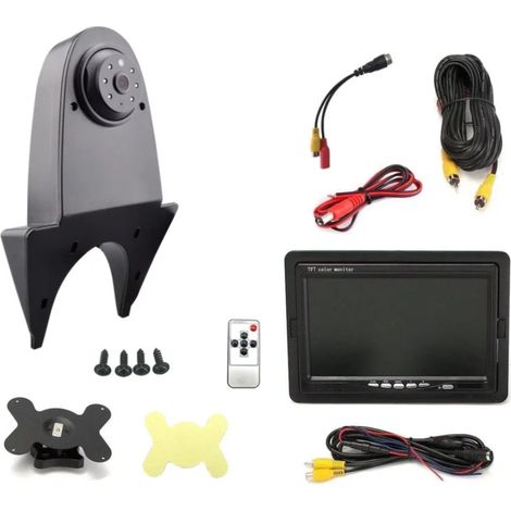 1 caméra de recul infrarouge, moniteur TFT 7 pouces, vision nocturne, câble 8 m, pour fourgonnette (1/5)