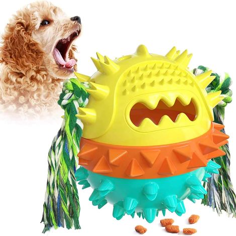 MINKUROW Juguete Masticable Para Perros, Cepillo De Dientes Para Perros, Bola De Comida Que Fluye Con Limpieza De Dientes De Cuerda Para Cachorro De Perro (Azul 2) (1/5)