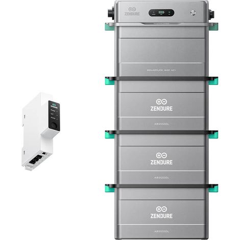 Zendure SolarFlow 1600 AC+ - Stockage AC Plug & Play, compatible avec panneaux solaires, HEMS ZENKI™ 1600W, 1,92 kWh extensible à 11,52 kWh, IP65., avec Compteur intelligent 3CT-S, 3xAB2000L