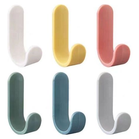 12 Pièces Crochets Colorés Auto-Adhésifs, Crochets Muraux Auto-Adhésifs Pour Salle De Bain Porte-Serviettes De Toilette Cuisine Bureau Porte-Manteaux Crochets À Serviettes Pour Enfants (1/5)
