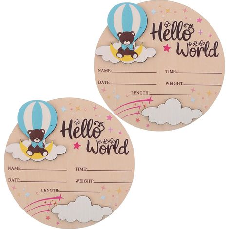 Panneau Rond en Bois Bleu pour Naissance 2pcs, Accessoire Photo Polyvalent et Décoration Baby Shower avec Design Intemporel pour -né (1/5)