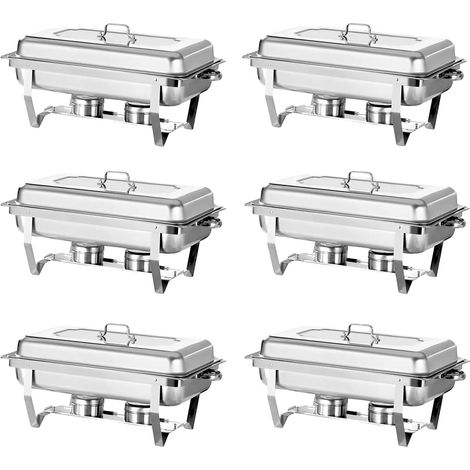 Ensemble de plats à réchaud, acier inoxydable, contrôle de la température, 6 Paquet 1 2 GN (1/2)