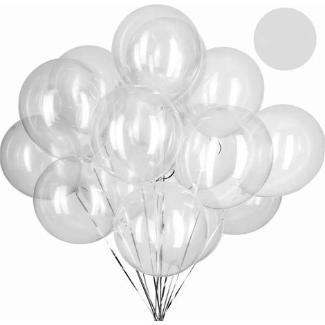 Lot de 50 ballons transparents PVC réutilisables, taille gonflée jusqu'à 40 cm, pour fêtes familiales, mariages et anniversaires. (1/5)