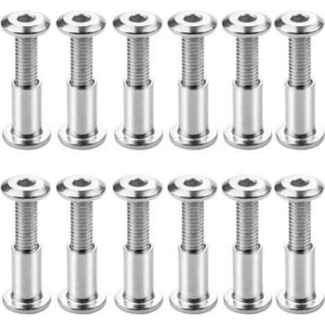 Pack of 12 M6 x 20mm Screw Binding Screws with Hex Socket Fixing Bolts, Flat Head Binding Bolts with Sleeve Nut for Connecting Cabinets and Shelves (1/4)