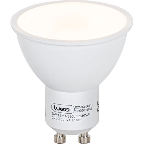 LUEDD Lampadina LED GU10 con sensore crepuscolare 5W 380lm 2700K