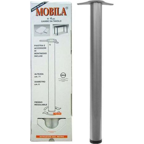 Kit Gambe tavolo 4pz diam 60 mm grigio (1/2)