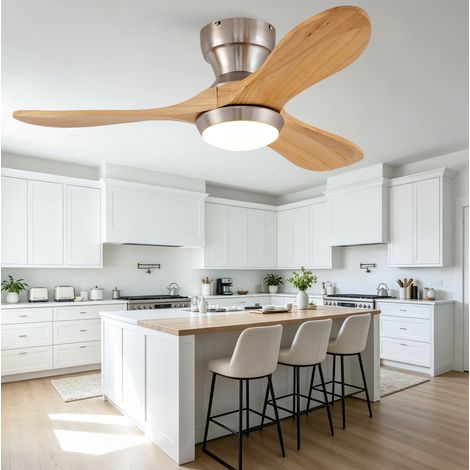 Ventilatore da soffitto 90x24,5 cm in legno naturale con luce per soffitti bassi – MEUBLIV (1/5)
