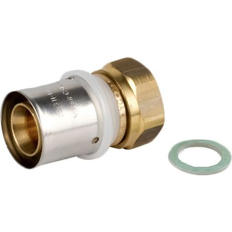 Terminale diritto girello femmina con fondo piatto 16x2,25 x 1/2" - Pexal Brass - raccordo a pressare VS0176109 (1/2)