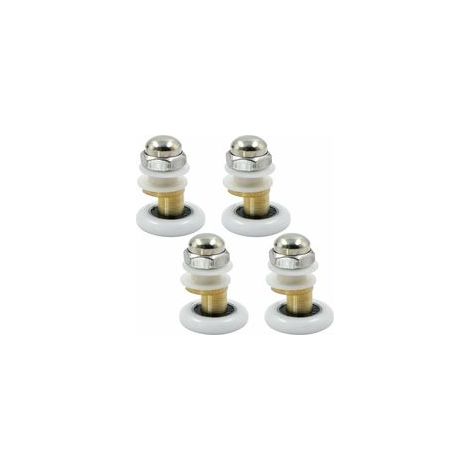 Poulie de porte de douche - Roulettes de Douche Roue pour Coulissantes Rouleaux De Douche Laiton Cabine de Douche Porte a Roulette Roue de Porte Poulies Accessoire Matériel Outil 4PCS 23mm,Starlight (1/5)