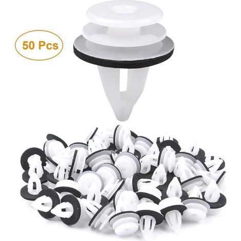 Clip de Fixation de Voiture, 50PCS Universal Retenue Vehicle Clips Rivets en Plastique, Fixation de Carrosserie Garniture de Voiture pour Auto Voitures Panneaux de Portes (1/4)