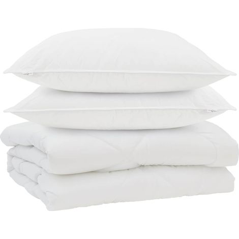 Couette avec oreiller 3 pcs Blanc Microfibre (1/5)