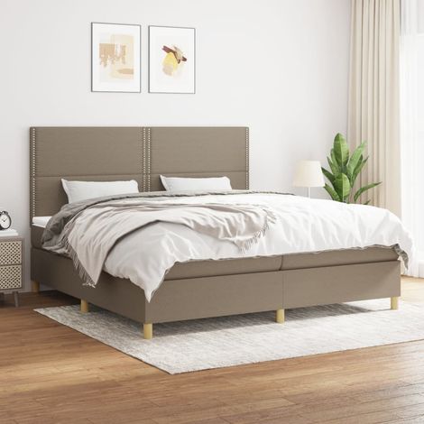 Lit adulte Contemporain Lit à sommier tapissier avec matelas Taupe 200x200 cm Tissu 77454 (1/5)