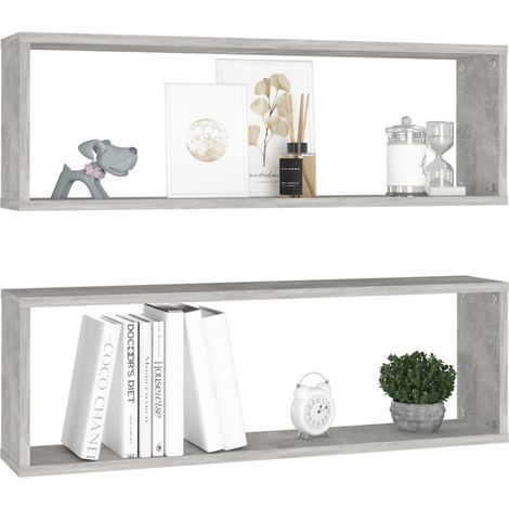 Étagères cube murales 2 pcs Gris béton 80x15x26,5 Bako (1/5)
