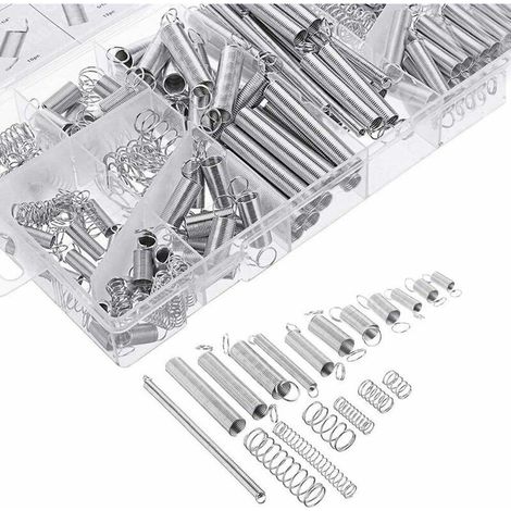 200 pièces Assortiment de ressorts Ressorts de traction Divers petits ressorts d'extension et de compression avec boîte de rangement (1/5)