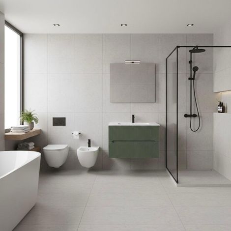 MOBILE BAGNO SOSPESO LINEA STICK CANNETTATO DA 70 CM Misura: Verde Bosco (1/4)