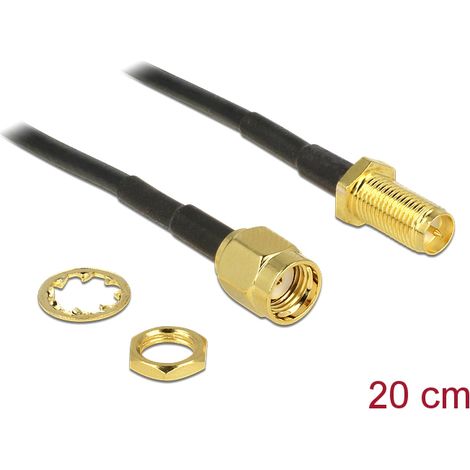 Delock rp-sma plug  rp-sma jack bulkhead 200 mm