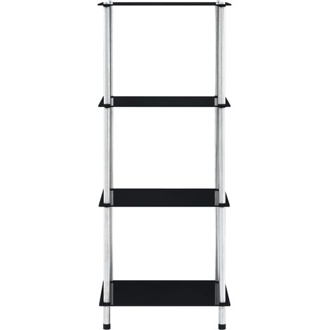 Étagère 4 niveaux Noir 40x40x100 cm Verre trempé (1/5)