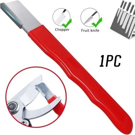 Aiguiseur de couteaux - Acier allié - Rouge - 12x1.2cm - Pour cuisine et jardin (1/4)