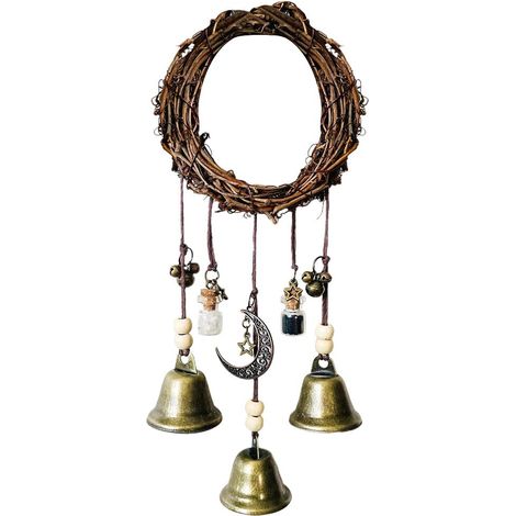 Mobiles Klangspiel, schützende Türdekoration, handgefertigte Hexenglocke, Boho-Stil, dekorative heidnische Elemente, Fermentation, Zinklegierung, Durchmesser 10 cm, Gewicht 75 g