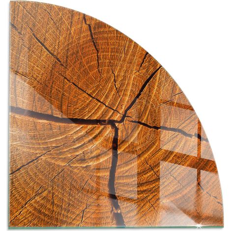 Plaque décorative imprimée pour cheminée protection de sol avec impression décorative Grain de bois en coupe transversale 1/4 100x100 cm (1/5)