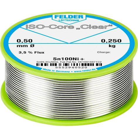 Felder ISO-Core Clear Sn100Ni+ estaño para soldar 0,25kg 0,5mm