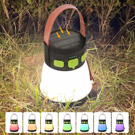 Solar-Campinglampe, wiederaufladbare LED-Laterne mit 7800 mAh Akku und 1500 Lumen Helligkeit, RGB-Beleuchtung und Taschenlampenfunktion (1/5)